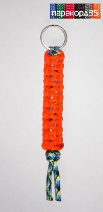 Темляк из паракорда двухцветный с бриллиантовым узлом и кольцом orange