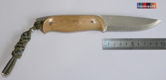 Нож EnZo - Trapper D2 Scandi, рукоять-ручная работа, орех. (без ножн)